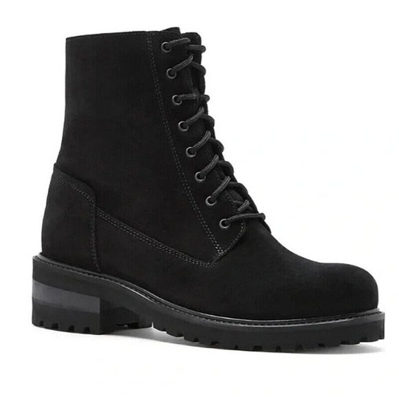 New! La Canadienne Cara Waterproof Combat Boot Black Suede 6.5 US DD323 - Picture 1 of 7